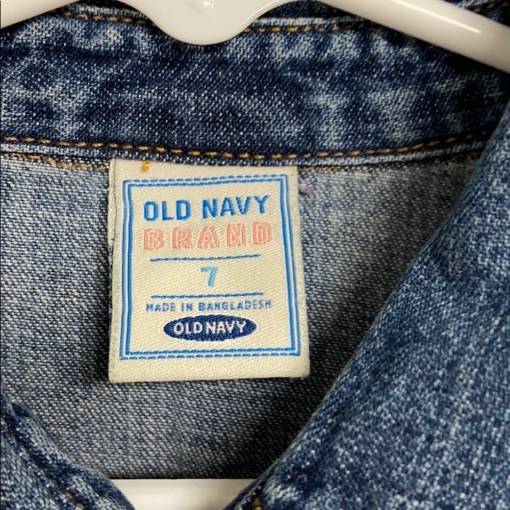 Life Is Sweet  Old Navy Upcycled denim jacket/ shirt , Flower snaps Girls 7,